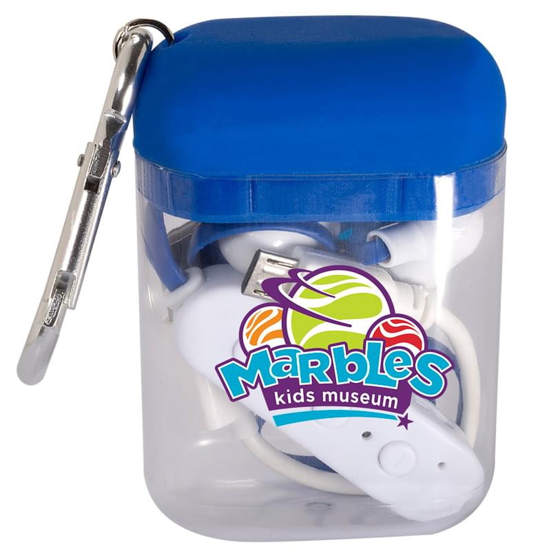 Blue color option for Budget Bluetooth Earbuds In Carabiner Case