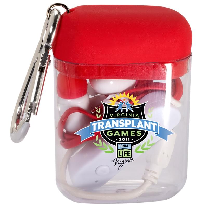 Red color option for Budget Bluetooth Earbuds In Carabiner Case