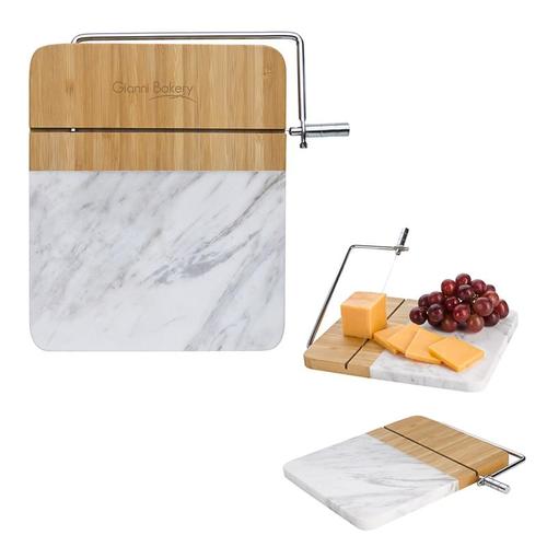 Photo of Marble And Bamboo Cheese Cutting Board With Slicer
