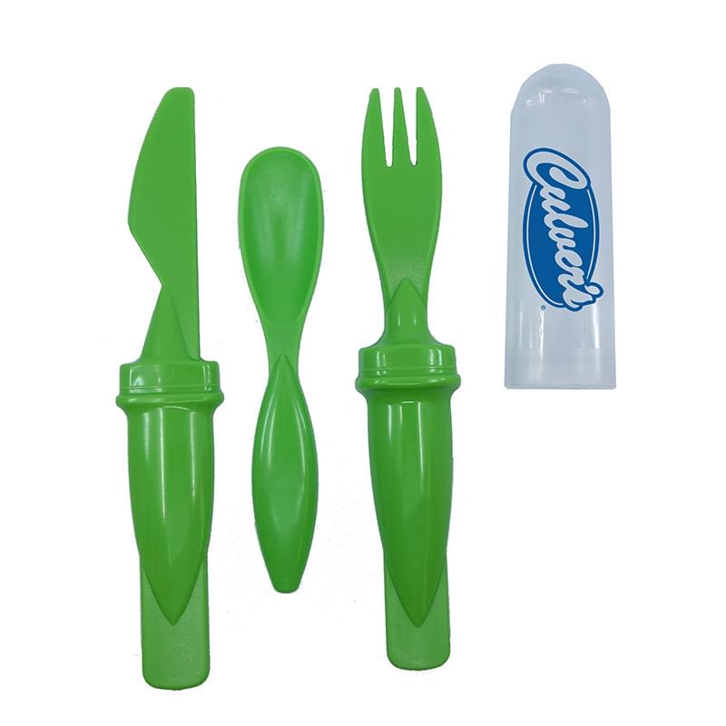 Green color option for 3 Piece Plastic Cutlery Set