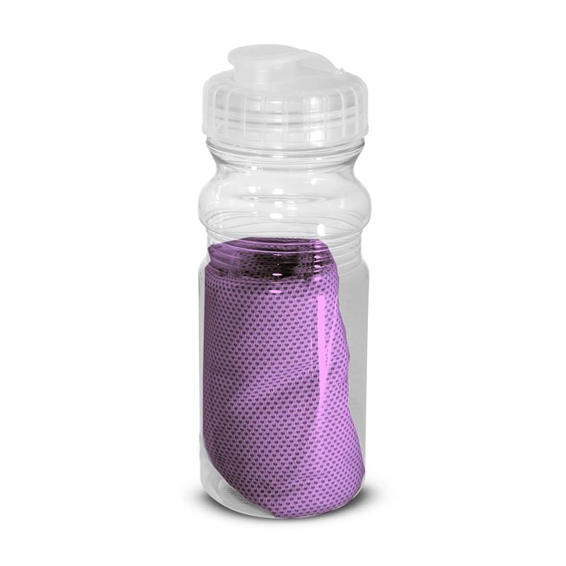 Purple/Clear color option for Cooling Towel In Water Bottle