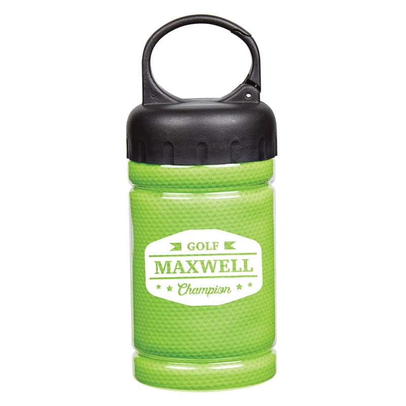 Green color option for Cooling Towel In Carabiner Case