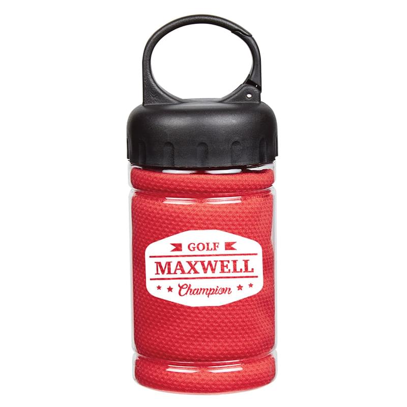 Red color option for Cooling Towel In Carabiner Case