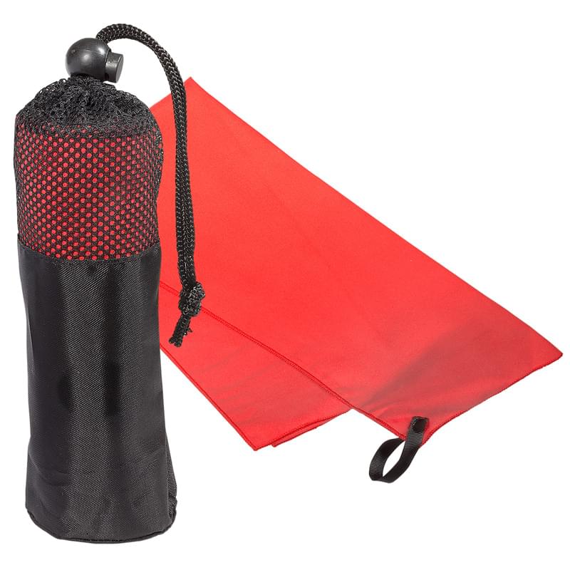 Red color option for Microfiber Quick Dry & Cooling Towel In Mesh Pouch