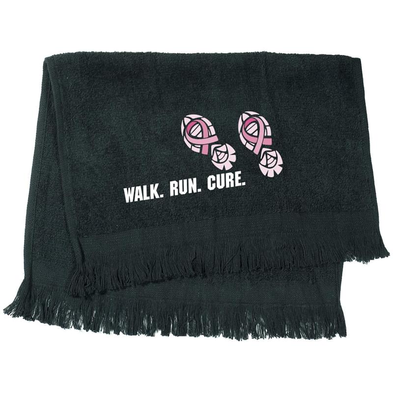 Black color option for Fringed Cotton Rally Towel 11x18
