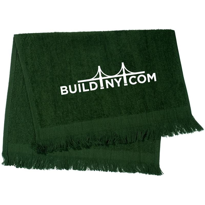 Hunter Green color option for Fringed Cotton Rally Towel 11x18