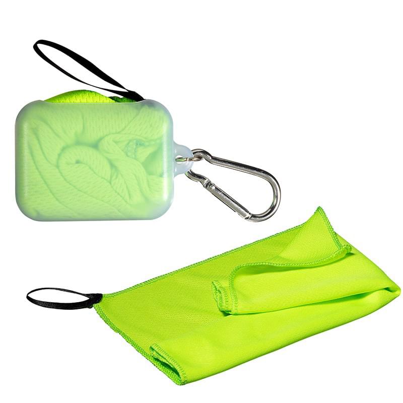 Lime Green color option for Cooling Towel In Carabiner Case