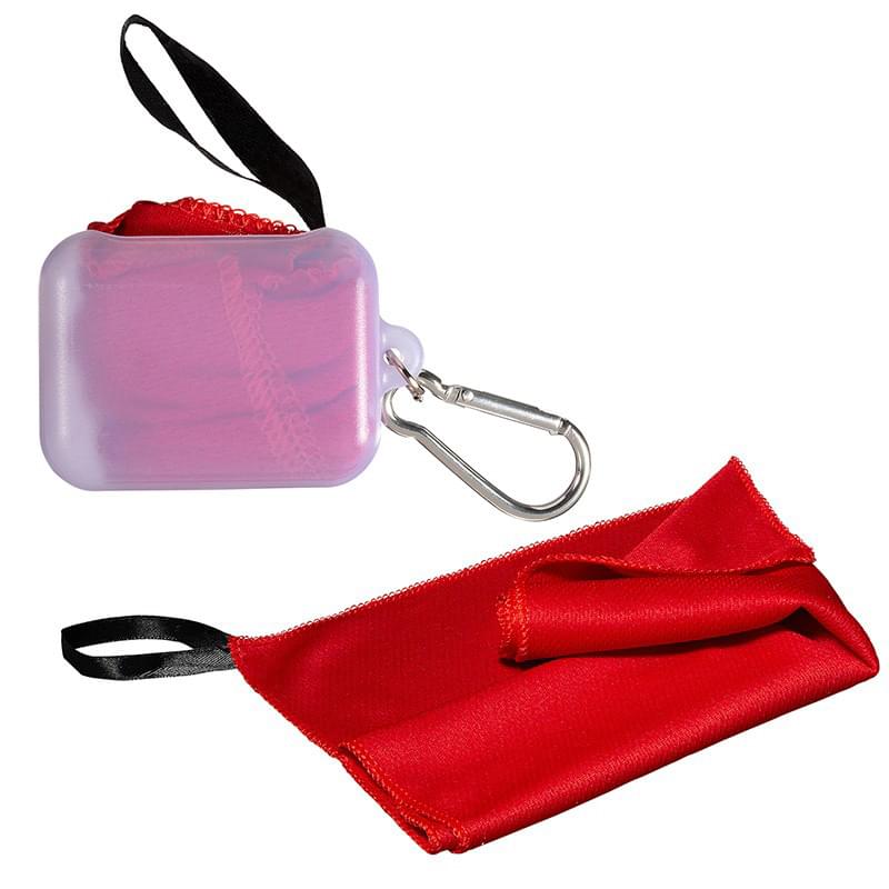 Red color option for Cooling Towel In Carabiner Case