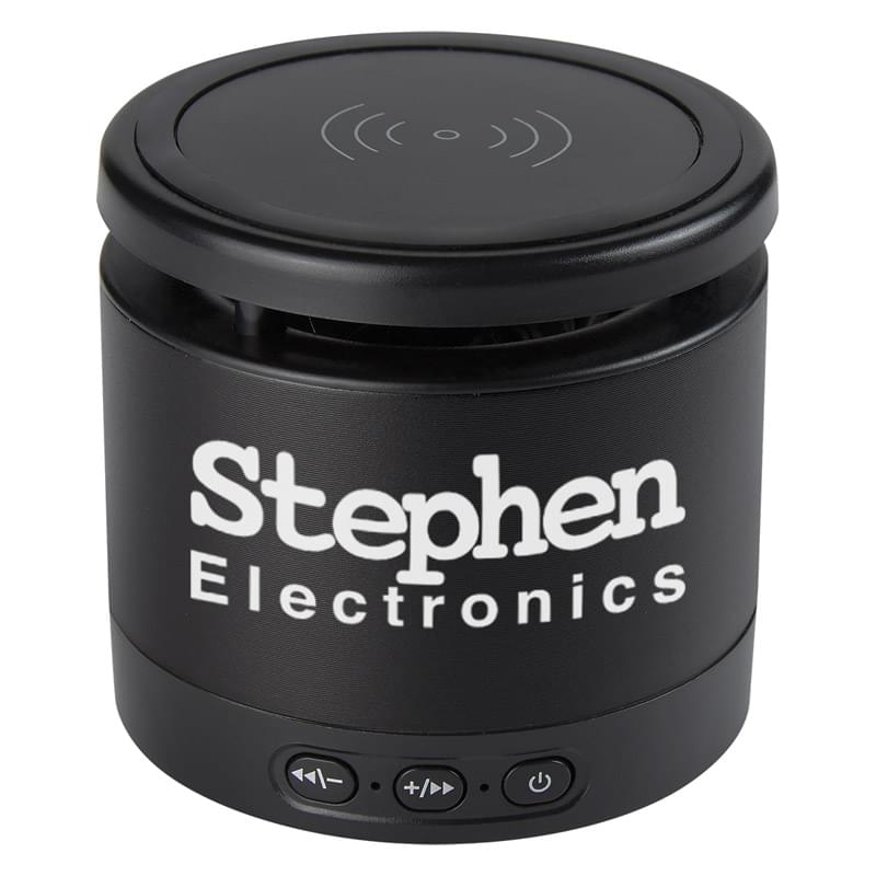Metallic Black color option for Dynamic Stereo Speaker With Portable Charging Pad
