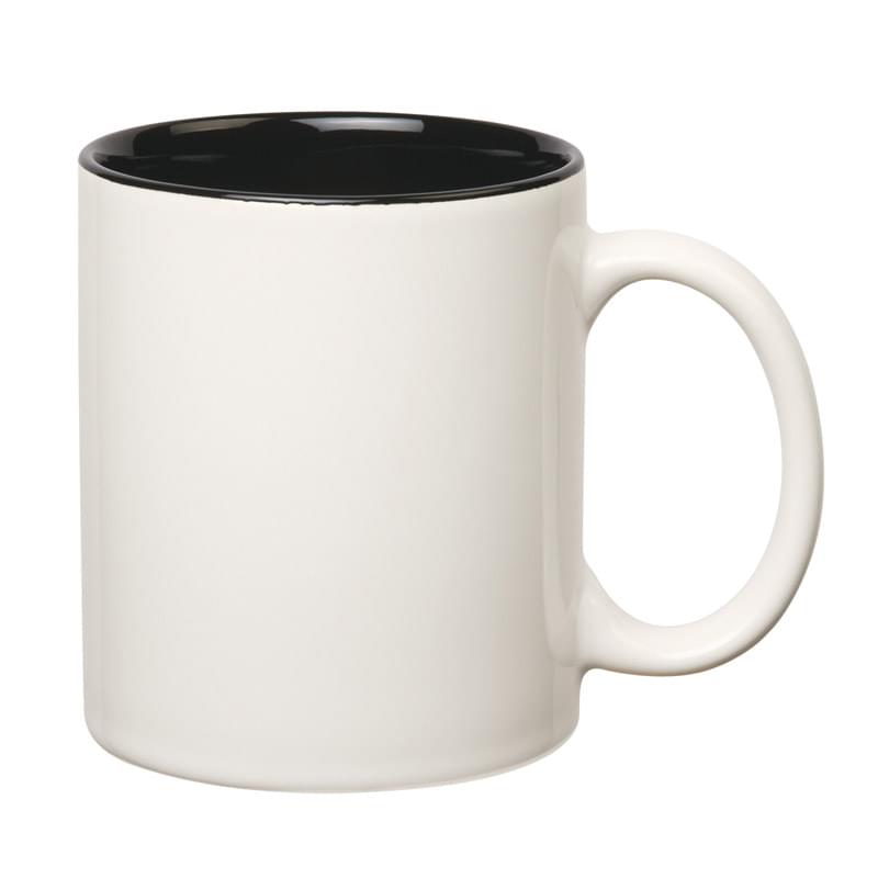 White/Black color option for 11 Oz. Colored Stoneware Mug With C Handle