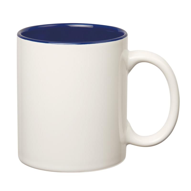 White/Cobalt Blue color option for 11 Oz. Colored Stoneware Mug With C Handle