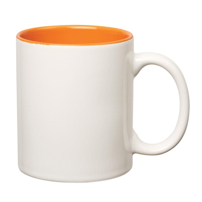 White/Orange color option for 11 Oz. Colored Stoneware Mug With C Handle