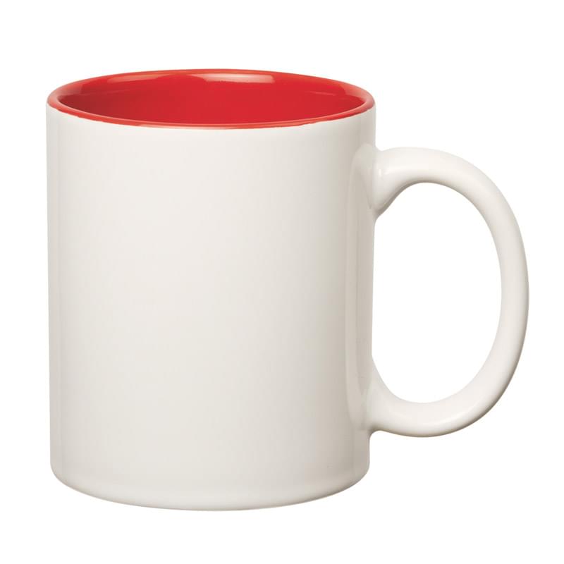 White/Red color option for 11 Oz. Colored Stoneware Mug With C Handle