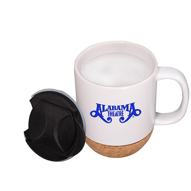 White color option for 14 Oz. Ceramic Mug With Cork Base