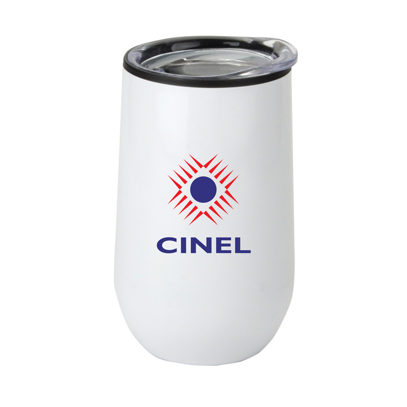 White color option for 14 Oz Economy Stainless Steel Stemless Wine With Plastic Lining