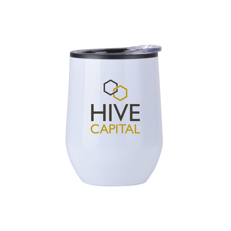 White color option for 12 Oz Economy Stainless Steel Stemless Wine With Plastic Lining