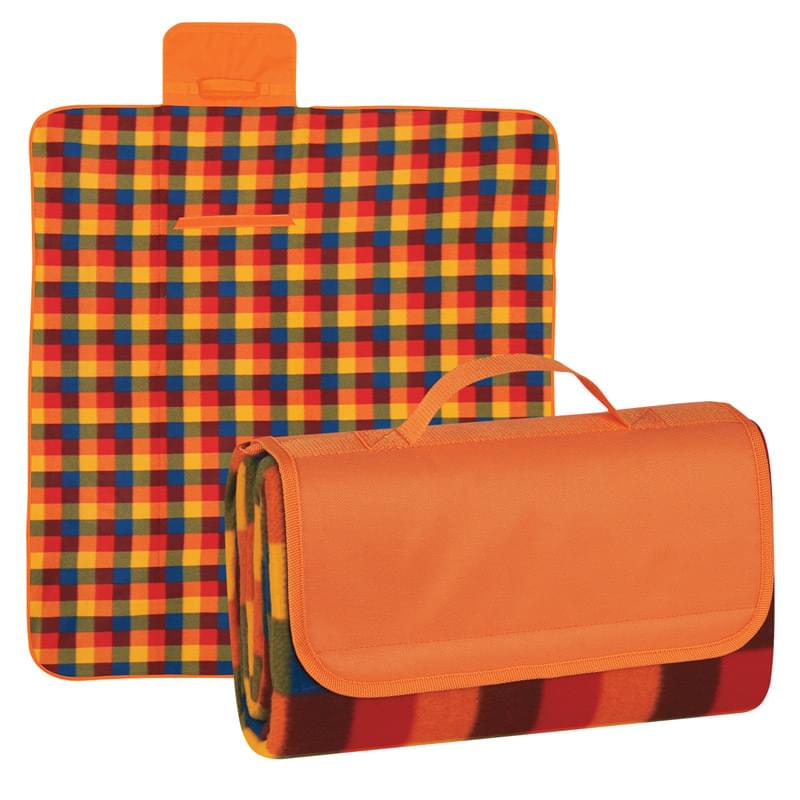 Orange/Plaid color option for Roll Up Blanket For Travel