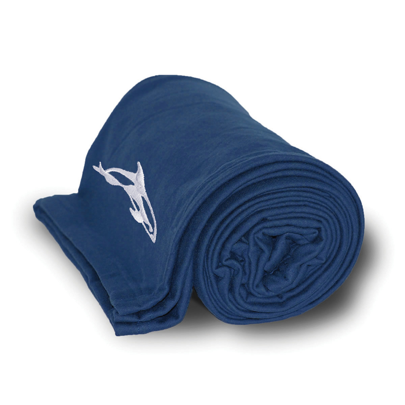 Navy color option for Embroidered Jersey Cotton Blankets