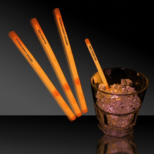 Photo of Orange 5" Glow Swizzle Sticks/Drink Stirrers