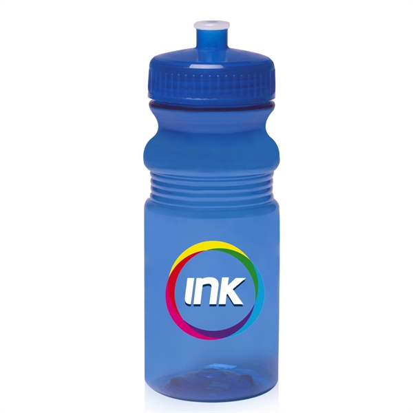 Translucent Blue color option for 20 Oz. Push Cap Bike Water Bottles