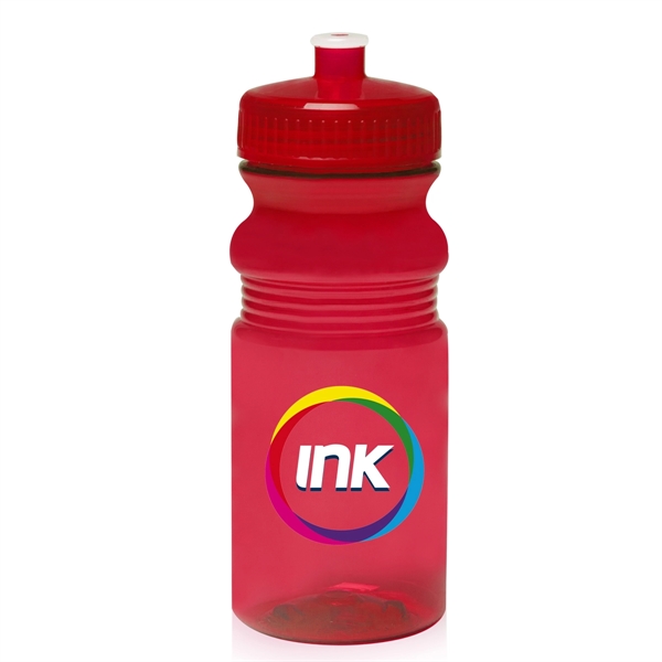 Translucent Red color option for 20 Oz. Push Cap Bike Water Bottles