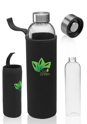 Photo of 34 Oz. Glass Water Bottles With Carrying Pouch