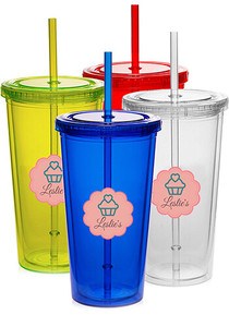 Photo of 20 Oz. Double Wall Acrylic Tumblers With Straws