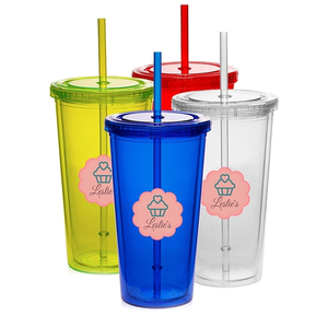Photo of 20 Oz. Double Wall Acrylic Tumblers With Straws