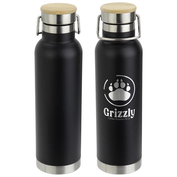 Medium Black color option for Cusano 22 Oz Vacuum Insulated Stainless Steel Bottle With Bamboo Cap