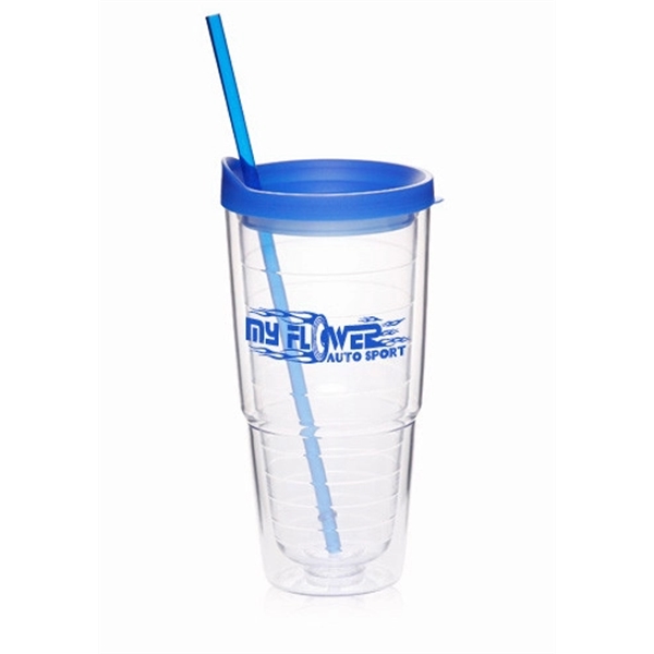 Clear-Blue color option for 24 Oz. Double Wall Solid Clear Orbit  Acrylic Tumblers