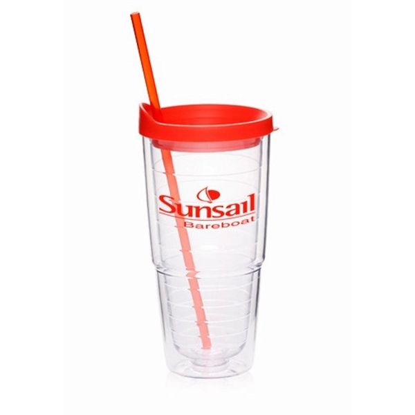Clear-Red color option for 24 Oz. Double Wall Solid Clear Orbit  Acrylic Tumblers