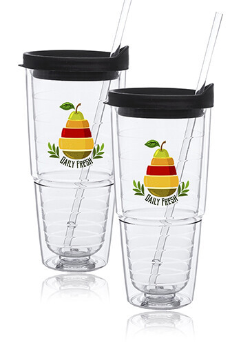 Photo of 24 Oz. Double Wall Solid Clear Orbit  Acrylic Tumblers