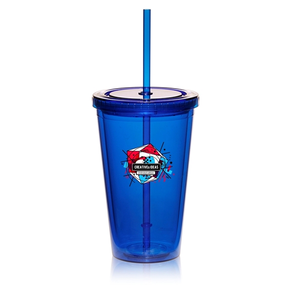 Blue color option for 16 Oz. Double Wall Acrylic Tumblers With Straws