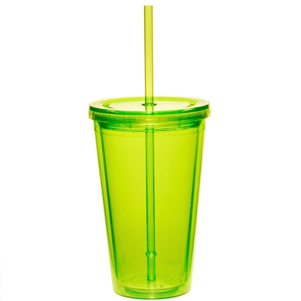 Lime Green color option for 16 Oz. Double Wall Acrylic Tumblers With Straws