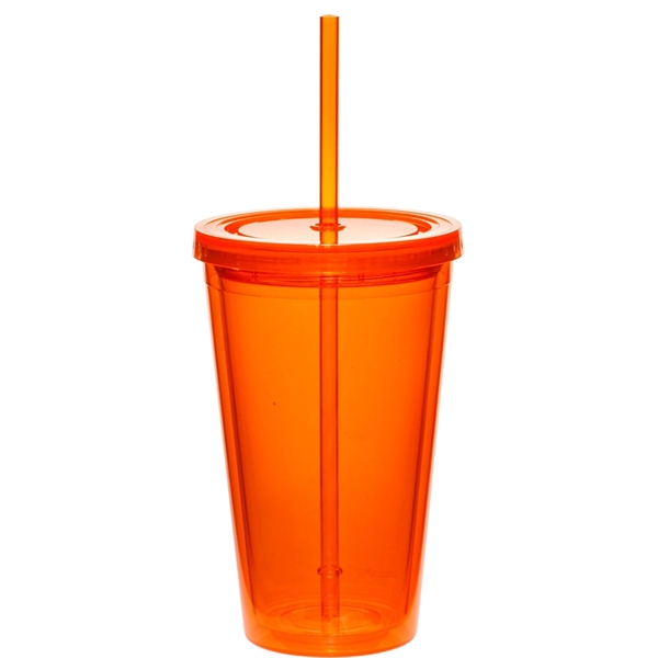 Orange color option for 16 Oz. Double Wall Acrylic Tumblers With Straws