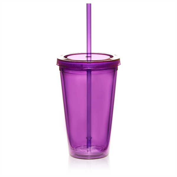 Purple color option for 16 Oz. Double Wall Acrylic Tumblers With Straws