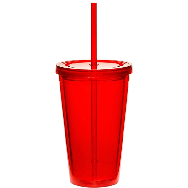 Red color option for 16 Oz. Double Wall Acrylic Tumblers With Straws
