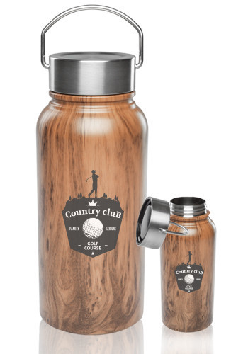 Photo of 30 Oz. Large Wood Coated Stainless Steel Water Bottles
