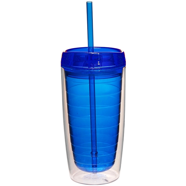 Blue color option for 16 Oz. Double Wall Acrylic Tumblers With Straw