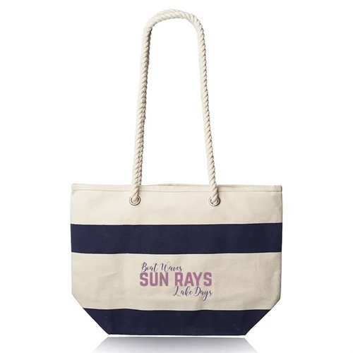 Main photo of Striped Canvas Tote Bags With Rope Handles