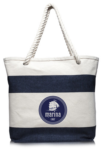 Main photo of Striped Canvas Tote Bags With Rope Handles