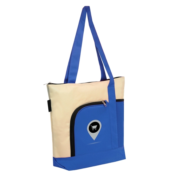 Blue color option for Zipper Polyester Tote Bags
