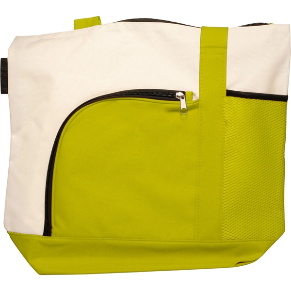 Lime Green color option for Zipper Polyester Tote Bags