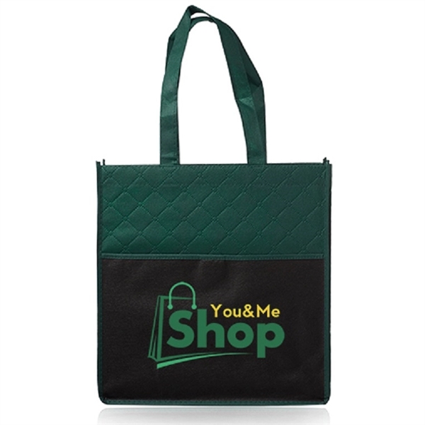 Forest Green color option for Reusable Quilted Pocket Grocery Tote Bags