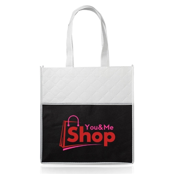 White color option for Reusable Quilted Pocket Grocery Tote Bags