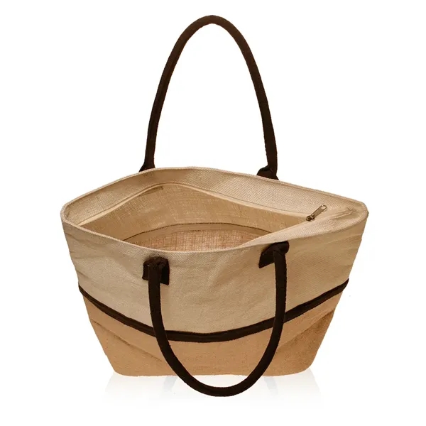 Natural color option for Two Tone Jute Beach Tote Bags