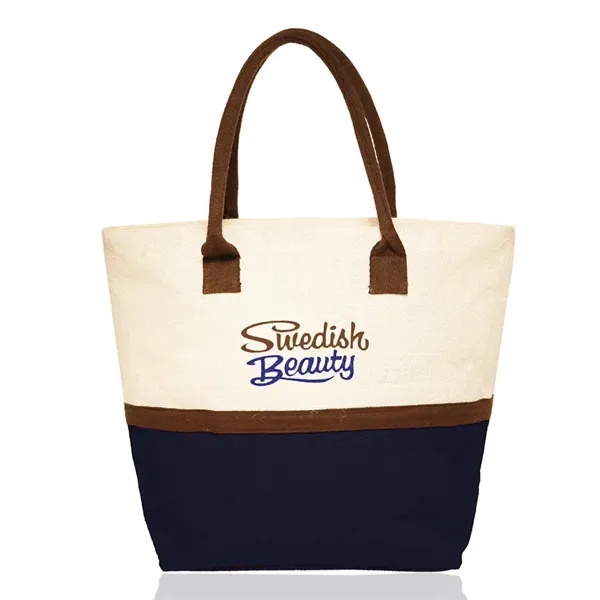 Navy Blue color option for Two Tone Jute Beach Tote Bags
