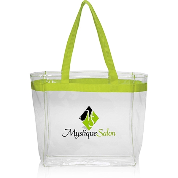 Green color option for Color Handles Clear Plastic Tote Bags