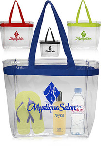 Photo of Color Handles Clear Plastic Tote Bags