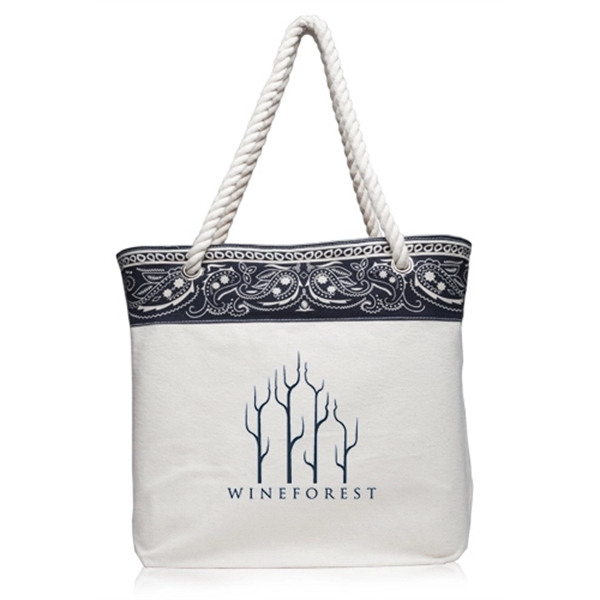 Natural color option for Paisley Pattern Canvas Tote Bags